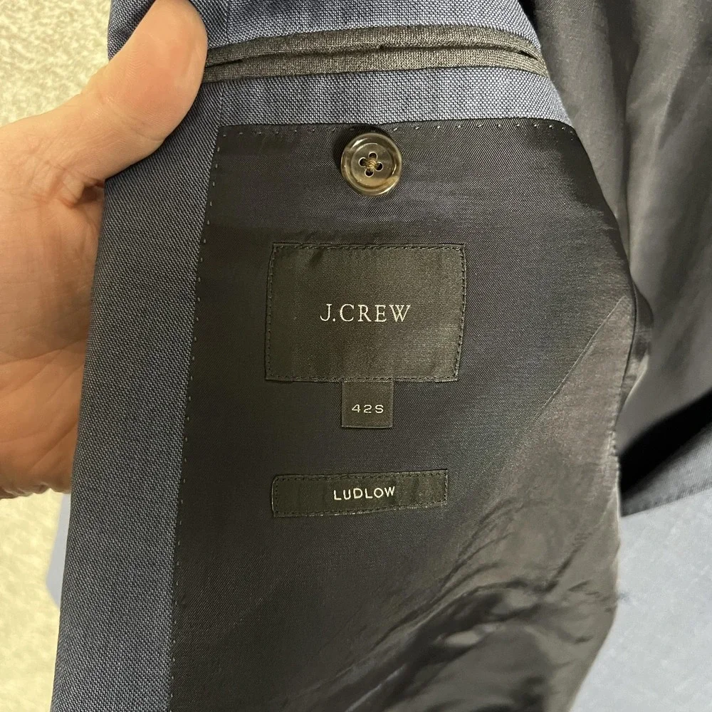 J.Crew Ludlow Suit Jacket Mens 42S Blue Wool Slim Tollegno 1900 Two Button